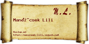 Manácsek Lili névjegykártya